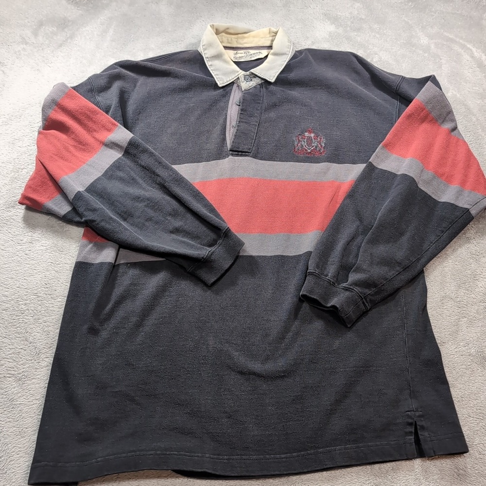 SEARS‎ ROEBUCK & CO SINCE 1886 LONG SLEEVE POLO SHIRT Red Black Medium